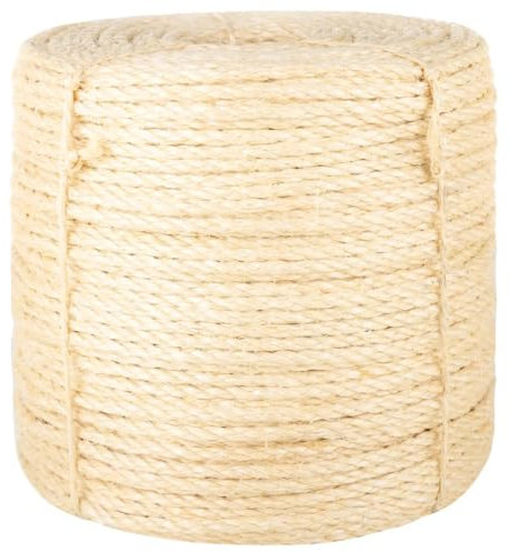 'vidaXL 25-meter Natural Sisal Rope 6mm - All-Weather Durability, Ideal for Gardening, Crafts, House Decor, Pet Toys, and Wedding Decorations