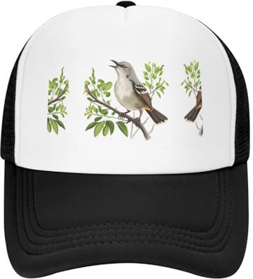 Personalisierte Baseballkappen, individueller Name, Netzhüte für Erwachsene, verstellbare Trucker-Mütze für Männer und Frauen, Vögel auf Ast, Blätter, Schwarz, Schwarz, Small-3X-Large