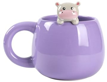 I-TOTAL® - Tasse en céramique avec animal en céramique sur le bord, tasse à thé ou café (HIPPO)