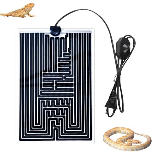 CJBINI Tapis Chauffant Reptile, Tapis Chauffant Terrarium Réglable avec Contrôle de Température (42 * 28cm)