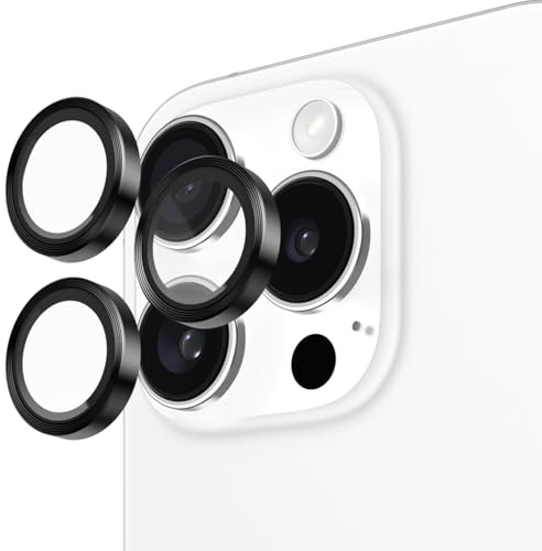 Pelican Protezione per obiettivo della fotocamera con anelli in alluminio per iPhone 16 Pro Max/iPhone 16 Pro, vetro temperato 9H, resistente, antigraffio, anti-rottura, visualizzazione HD con riprese