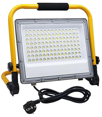 100W Foco de Trabajo LED, Tkdaksy Foco LED Portátil con Enchufe, 10000LM Luz Portatil Foc o Led Exterior Trabajo, Resistente al Agua IP66 con 2M Cable, 6500K, para Talleres, Obras y Garajes