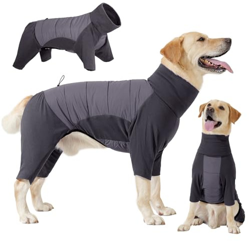 Dotoner Winter Hundemantel mit Beinen, Elastischer Hundejacke Hund-Overall Fleecefutter Warm, Winddichte Hund Wintermantel mit Geschirrloch für kleine, mittelgroße und große Hunde