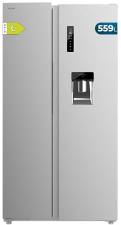 Cecotec Frigorífico Americano 559L Total No Frost con Dispensador de Agua Bolero CoolMarket SBS 559 Inox C. Alto 177cm y 91cm de Ancho, Bajo Consumo, Compresor Inverter, Modo Smart