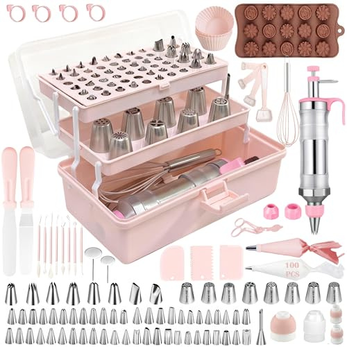 Gawren-H&E 208 PCS Cake Decorating Kit,Baking supplies-Frosting Piping Kit