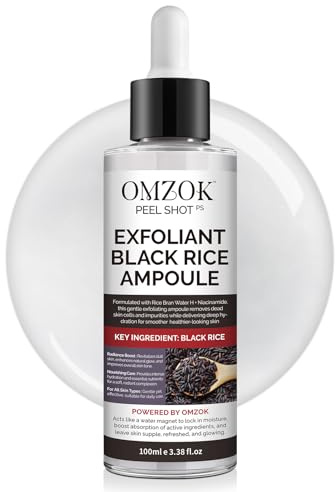 Peel Shot Glow Rice Ampoule Duo | Black Rice Exfoliant Face and Pore Cleaner with Hyaluronic Acid & Rice Extract Serum | Facial Pore Exfoliator, Peelshot Blackhead Dead Skin Remover for Face (100ml)