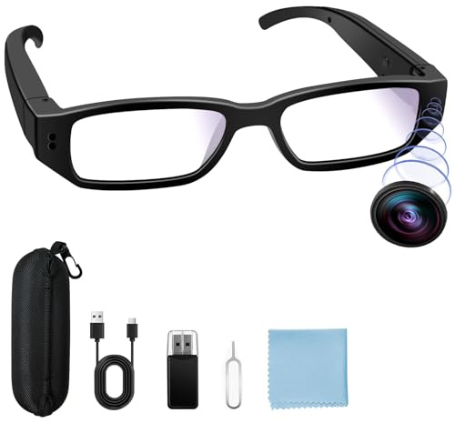 Yadayuki Camara Oculta de Gafas, Cámara de Acción HD 1080P, Mini Gafas Espia Soporta Toma de Foto y Video, Portátil Cámara de Grabación para Reuniones/Viajes/Deportes