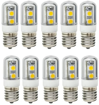 JrEam Bombilla LED T18S E12 E14 E17, Rosca pequeña, 1 W, CA 110 V, 220 V, Blanca cálida, for refrigerador, máquina de Coser(Cold White,E17 220V)