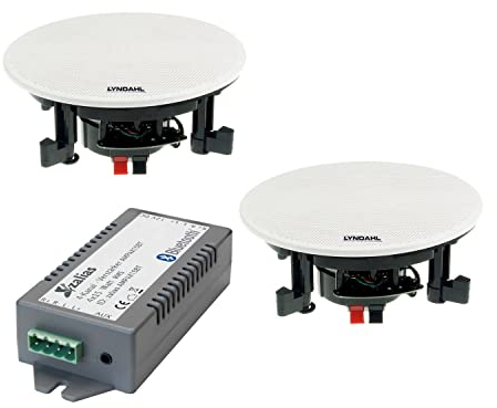 Lyndahl CS200BT-Kit wahlweise mit 2 oder 4 Lautsprechern inkl. Bluetoothverstärker, Einbaulautsprecher, Bluetooth, Deckenlautsprecher mit AUX-IN, Bluetoothlautsprecher mit 2 Lautsprechern