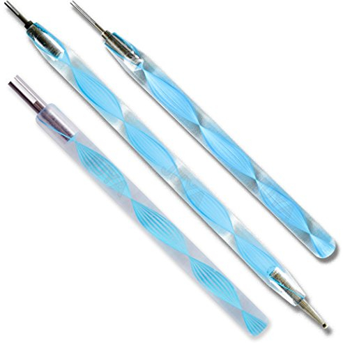 JUYA Quilling Herramientas ranuradas con Cabeza de Acero Inoxidable(Azul, 3-pcs Conjunto)