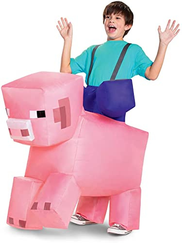 Déguisement gonflable de cochon Minecraft pour enfants, sous licence officielle Disguise, inspiré du jeu emblématique, idéal pour les fans du film Minecraft, taille unique