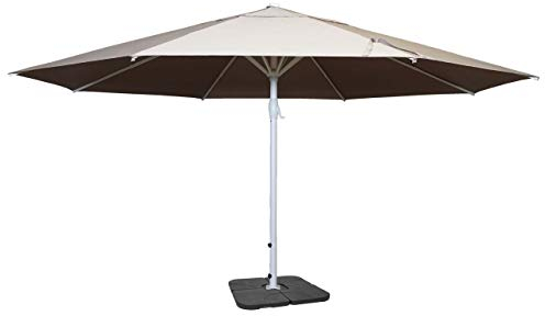 Mendler Sonnenschirm Meran II, Gastronomie Marktschirm, Ø 5m Polyester/Alu Mast weiß 28kg mit Ständer - creme-beige