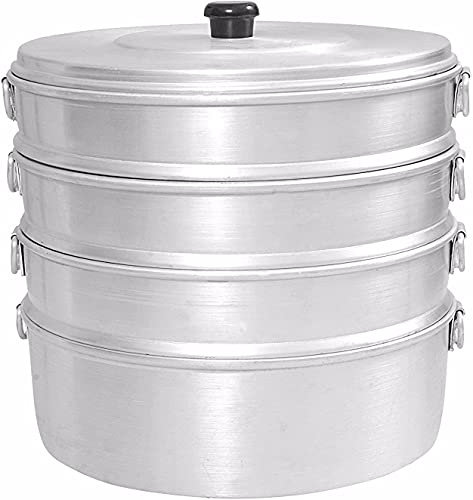 Planet07 Momos Aluminium-Dampfgarer, 20,3 cm, mit 4 Etagen, Wasserkapazität 2,3 Liter