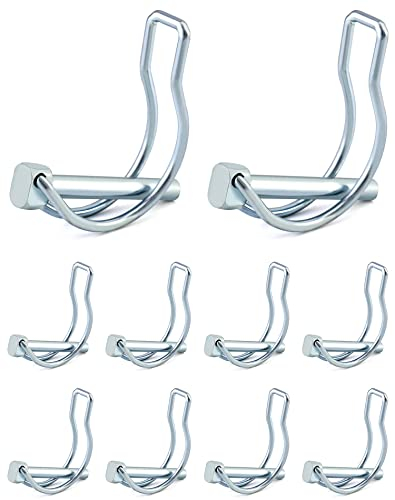 QWORK® 10 Pzs Pasadores de Seguridad Forma de D, 1/4 Pulgadas Pasadores Bloqueo de Acero al Carbono para Granja Césped Jardín Remolques - 6 x 45 mm