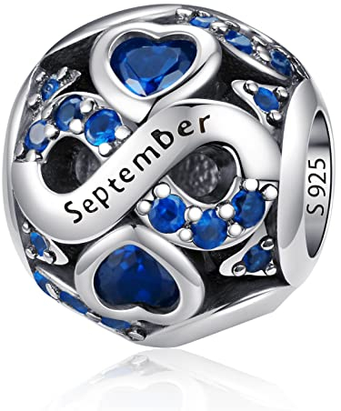 925 Sterling Silber Geburtsstein Charms Anhänger mit 5A Cubic Zirkonia Dangle Beads Charms,Openwork Perlen Liebesherz Anhänger für Pandora Europäische Charme Armband Schmuck