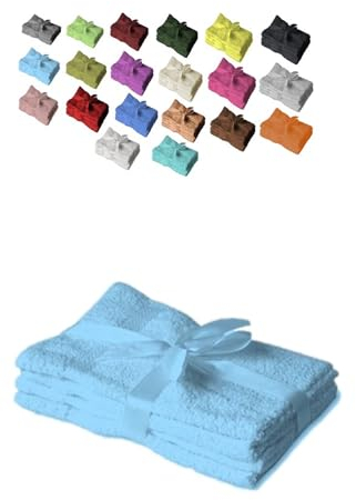 EXKLUSIV HEIMTEXTIL Handtuchserie im Set mit Schleife Marke Handtuch 4er Set 50 x 100 cm Hellblau