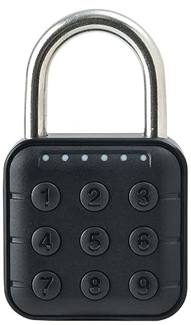 Uadme Vorhängeschloss Zahlenschloss, 6 Stellig Passwortsperre, IP67 Wasserdicht Schloss mit Zahlencode, für Koffer Schrank Lagertür Baustellentür, Batteriebetrieben, Unterstützt Mehrere Passwörter