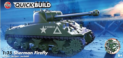 Airfix QUICKBULD Kit Modello Serbatoio, J6042 Sherman Firefly Kit Costruzione Serbatoio per Bambini 6+, Giocattoli da Costruzione per Ragazzi e Ragazze, modellismo Senza Colla
