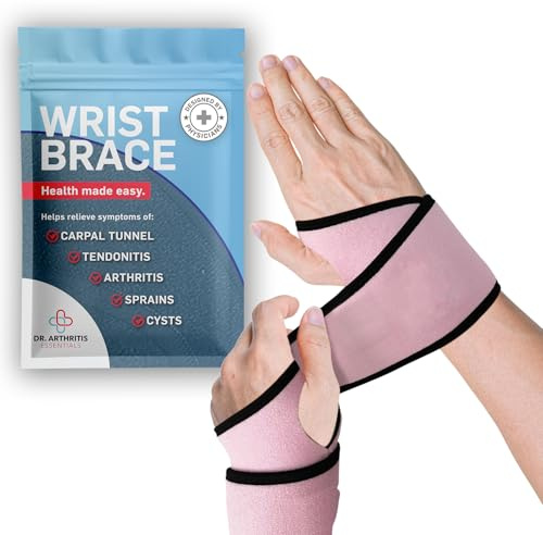 Dr. Arthritis Essentials Wrist Brace, Wrist Splint, Hand Brace & Wrist Guard for Left & Right Hand (Pink 2 Pack)