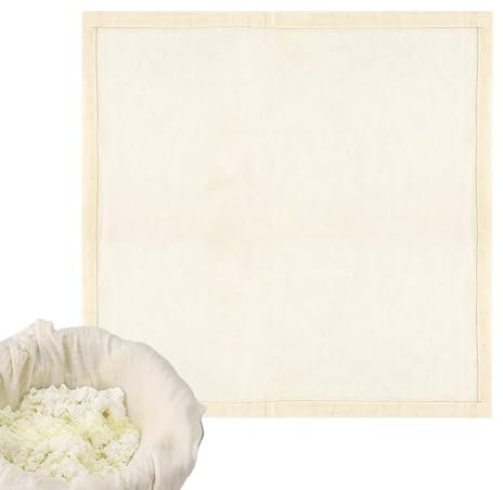 Stamigna per scolare – Panno per scolare yogurt non sbiancato – 50 x 50 cm, gadget da cucina multiuso per la produzione di formaggio, latte di noci, bustine di condimento