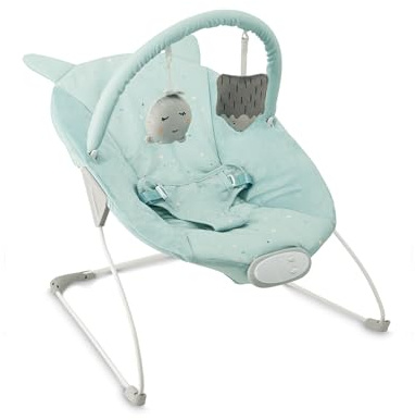 MoMi GLOSSY, mecedora para bebés hasta 9 kg con arnés de 3 puntos, estructura metálica con pies antideslizantes, 1,7 kg, 58×49×53 cm, módulo sensorial que apoya el desarrollo infantil