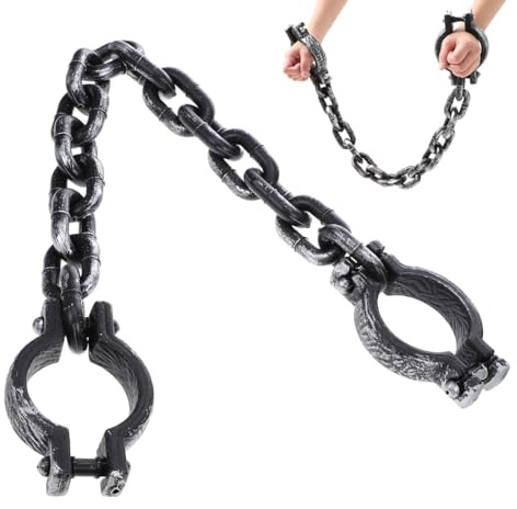 OIXYEY 1 Pieza Accesorios Para Esposas Falsas De Halloween, Accesorios Para Prisioneros, Esposas Y Cadenas Para Prisiones, Para Fiestas De Cosplay, Halloween Y Disfraces (88Cm*10 Cm, B)