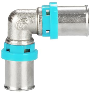 Erfu Gomito a crimpare a 90°, con certificazione DVGW, multi-profilo, U/H/TH, raccordo in ottone affidabile per tubo (26 x 26 mm)