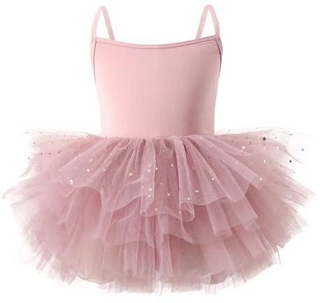 Générique Justaucorps Danse Fille avec Jupe Tutu Danse Classique Filles Brillante Vêtements Tenue de Ballet pour Enfants en Coton sans Manches