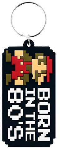 Super Mario Bros. - Born In The 80's, Schlüsselanhänger aus Gummi, 4.5 x 6 cm