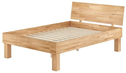 Erst-Holz® Doppelbett Buche 140x220 hohes Massivholzbett Seniorenbett inkl. Rollrost 60.81-14-220