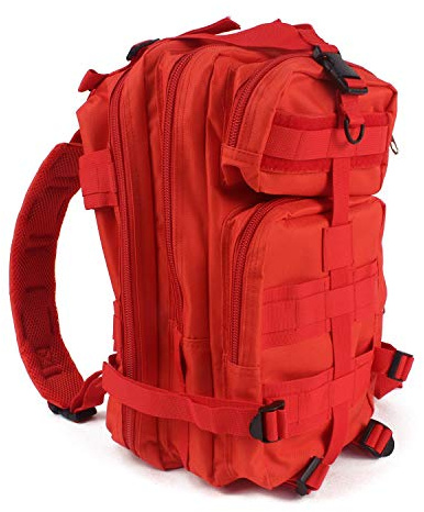 MediTac Tactical Assault Pack - First Aid Rucksack - 18 Military MOLLE Backpack - Red