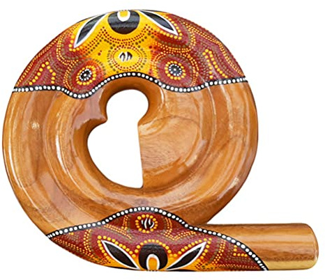 Spiral Voyage Didgeridoo - LIDAH Snail Round Mahogany Didge, Handmade, Peint à la main, Instrument aborigène (Yellow/Red)
