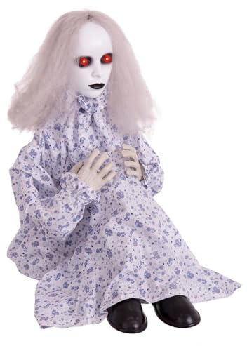 LOLAhome Muñeca diabólica con luz, Sonido y Movimiento Blanca de Tela de 40x46x64 cm