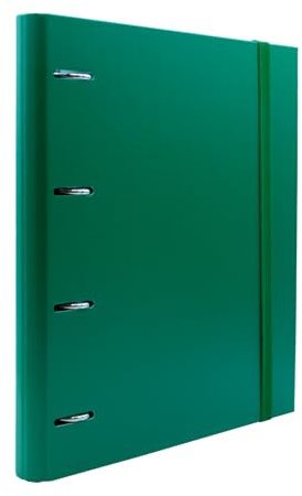 Raylu Paper® - Archivador 4 anillas con 6 separadores de colores y recambios de 100 hojas A4 de 90 gr con cuadrículas 4x4mm, carpeta con 4 anillas de 30 mm. sistema rado, lomo de 60mm. (Verde)
