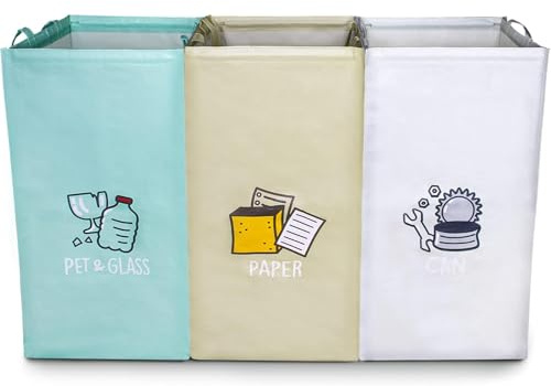 Saderoy Recycling Bags,Separate Recycling Waste Bin Bags for Kitchen Home,Trash and Recycle Bin Combo,Reusable Waterproof,Kitchen Gifts Mothers Day Gifts for Mom Wife Grandma,42 Gallon,3Pack