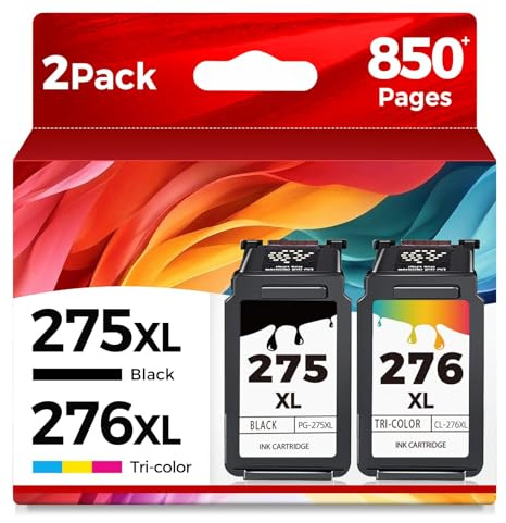 PG-275XL CL-276XL Replacement for Canon 275 and 276 Ink Cartridges PG275 XL CL276 Black Color Combo Pack for Cannon PIXMA TS3722 TR4700 TR4720 TS3700 TS3522 TR4722 TS3500 TS3700 TS3522 Printer 2-Pack