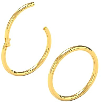 Body CAC Oro 2 Piezas-0.8mm×8mm Mujeres Acero Quirúrgico Bisagras Nariz Anillos Oreja Acero Inoxidable Helix Piercing Cartílago Tragus Stud Pendientes
