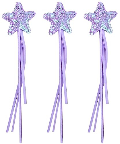 STOBOK 3Pcs Stern Fee Zauberstab Prinzessin Zauberstab Band Fee Zauberstab Sticks Pailletten Stern Zauberstab Rollenspiel Für Kinder Party Leistung Cosplay Kostüm Zubehör (Lila)