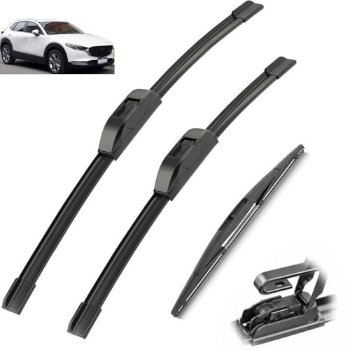 Juego de escobillas limpiaparabrisas delanteras y traseras compatible con Mazda CX-30 CX30 2019-2023 cepillos for ventana de parabrisas 261614