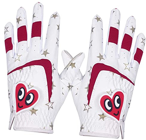 Gants de Golf pour Enfants, 2 Pièces, Cuir de Qualité Supérieure, Antidérapants, Main Gauche Main Droite pour Junior, S