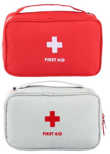 XPEX Lot de 2 sacs de premiers secours, vides, 230 x 130 mm, grands sacs à médicaments pour voyage