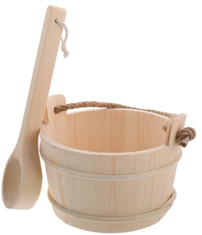 WESIEVYA Ensemble De Sauna en Bois Seau Louche Accessoire De Hammam Fournitures De Bain pour Sauna