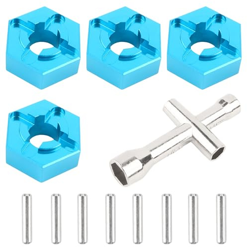 GDOOL for H16BM RC Car Upgrade Aluminum Wheel Hex 16440 & Pins M20101 & Wrench P812 Spare Parts for 1/16 H16BM H16GT H16DR JC16EP and 1/14 H14BM 14210 JC14EP 14301 14303 Trucks(Blue)