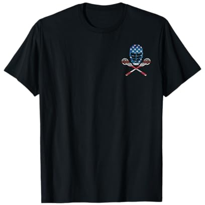 Vintage Lacrosse American Flag Lax Helmet Sticks 4th of July T-Shirt