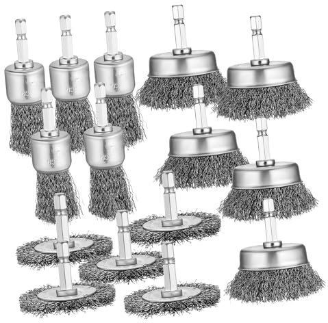 HYTROVE 15 Pièces Brosses Métalliques pour Perceuse de Acier Inoxydable pour Nettoyage et Polissage Accessoires pour Perceuse Électrique