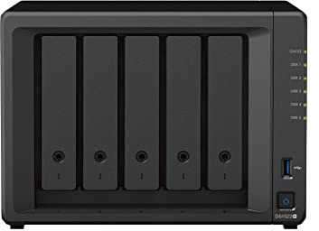 Synology DiskStation DS1522+ NAS Server Bundle with Ryzen 2.6 GHz CPU, 32GB Memory, 100TB HDD Storage, 1TB M.2 NVMe SSD, 4 x 1GbE LAN Ports, DSM Operating System