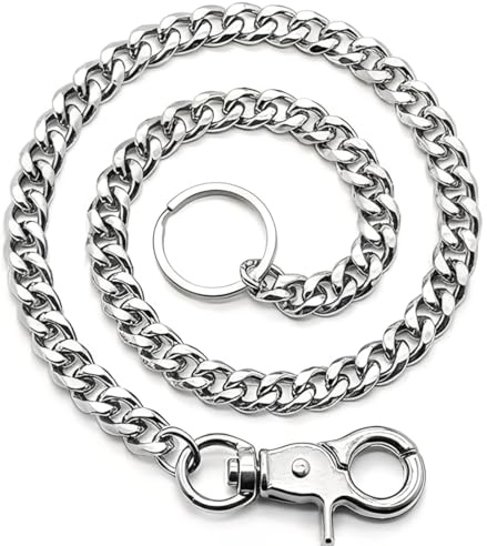 Cadena Para Pantalones De 30 Cm, Cadena Para Cartera Cadena Punk Con Mosquetón - Llavero Plateado - Accesorio Gótico Para Mujer Y Hombre 6 Mm