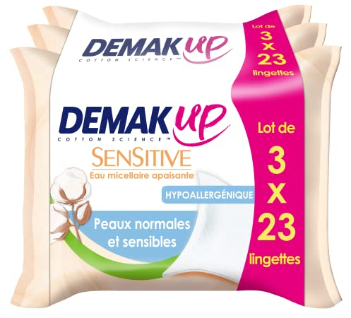 Demak'Up Sensitive Abschminktücher – Gesicht und Augen – normale und empfindliche Haut – 3 x 23 Reinigungstücher
