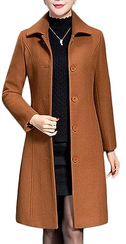 Jenkoon Women's Wool Trench Coat Winter Long Thick Overcoat Walker Coat (Caramel, Medium)