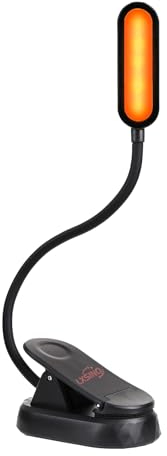 Amber Book Light, Blue Light Blocking, Dimmable Clip-On Reading Light 1600K Warm LED for Reading in Bed, Built-in Rechargeable 1000mAh Battery, Compatible with Kindles